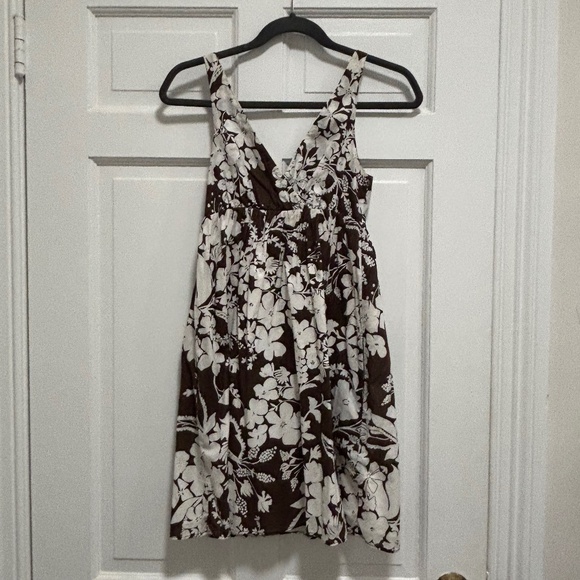 Old Navy Dresses & Skirts - Old Navy Brown and White Floral Dress XS Coverup Beachy Summer Lightweight